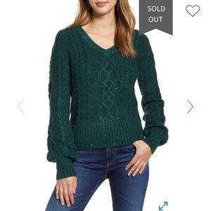 RACHEL PARCELL Sequin Puff Sleeve Sweater